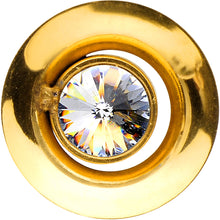 Load image into Gallery viewer, 0G Gold IP Clear CZ Double Flare Screw Fit Tunnel