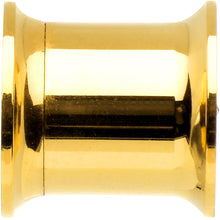 Load image into Gallery viewer, 0G Gold IP Clear CZ Double Flare Screw Fit Tunnel