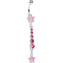 Load image into Gallery viewer, Pink Gem Trailing Stars Dangle Belly Ring