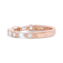 Load image into Gallery viewer, 14K Rose Gold 3/8 Cttw Baguette and Round Diamond Bridal Band - (H-I Color, VS1-VS2 Clarity) - Size 6.75