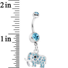Load image into Gallery viewer, Aqua Paved Elephant Dangle Belly Ring