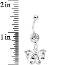 Load image into Gallery viewer, Clear Gem Butterfly Dangle Belly Ring