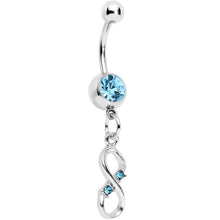 Load image into Gallery viewer, Aqua Gem Infinite Hope Dangle Belly Ring
