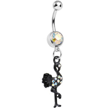 Load image into Gallery viewer, Aurora Gem Black Flamingo Dangle Belly Ring