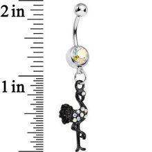 Load image into Gallery viewer, Aurora Gem Black Flamingo Dangle Belly Ring