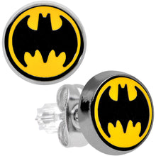 Load image into Gallery viewer, Officially Licensed 316L Stainless Steel Round Batman Stud Earrings
