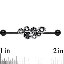 Load image into Gallery viewer, Black Plated Stainless Steel Steampunk Gears Industrial Barbell 36mm