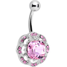Load image into Gallery viewer, Pink and Clear Gem Petunia Flower Belly Ring
