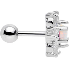 Load image into Gallery viewer, 1/4 White Faux Opal Clear Petaled Floral Tragus Cartilage Earring