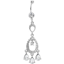 Load image into Gallery viewer, Clear Cubic Zirconia Infinity Hoop Chandelier Belly Ring