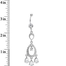 Load image into Gallery viewer, Clear Cubic Zirconia Infinity Hoop Chandelier Belly Ring