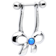 Load image into Gallery viewer, 16G Blue Synthetic Opal Stainless Steel Bow Dangle Helix Earring