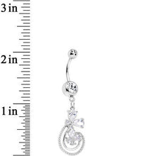 Load image into Gallery viewer, Clear Cubic Zirconia Swirl Flowers Dangle Belly Ring