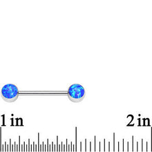 Load image into Gallery viewer, 316L Stainless Steel Blue Synthetic Opal Nipple Barbell Set