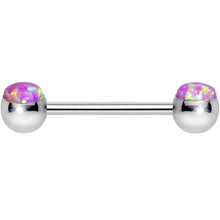 Load image into Gallery viewer, 316L Stainless Steel Pink Synthetic Opal Nipple Barbell Set