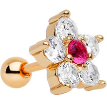 Load image into Gallery viewer, 1/4 Gold Anodized Clear Petaled CZ Floral Tragus Cartilage Earring