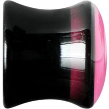 Load image into Gallery viewer, 00G Black Acrylic Hot Pink Heart Saddle Plug