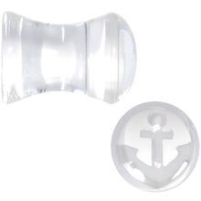 Load image into Gallery viewer, White Anchor Clear Acrylic Saddle Plug Set Available in Sizes 6mm to 20mm