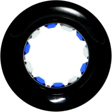 Load image into Gallery viewer, Black Acrylic Blue and Clear Gem Inlay Saddle Tunnel Plug 0G to 1 Inch