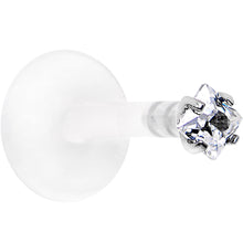 Load image into Gallery viewer, 16G 5/16 925 Sterling Silver Bioplast Clear 2mm CZ Labret Monroe