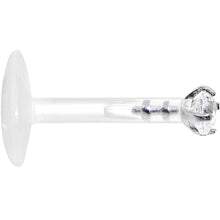 Load image into Gallery viewer, 16G 5/16 925 Sterling Silver Bioplast Clear 2mm CZ Labret Monroe