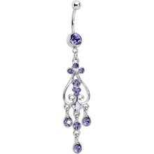 Load image into Gallery viewer, Purple Gem Liquid Drops Chandelier Belly Ring