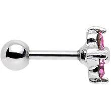 Load image into Gallery viewer, 16G 1/4 Steel Quad Pink Gem Cartilage Tragus Barbell Earring