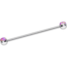 Load image into Gallery viewer, 316L Stainless Steel Pink Faux Opal Industrial Barbell 36mm