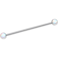 Load image into Gallery viewer, 316L Stainless Steel White Faux Opal Industrial Barbell 36mm