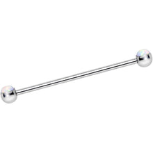Load image into Gallery viewer, 316L Stainless Steel White Faux Opal Industrial Barbell 36mm