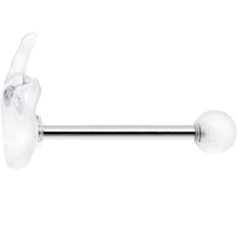 Load image into Gallery viewer, 14G 5/8 Clear Acrylic Flip the Middle Finger Barbell Tongue Ring
