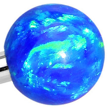 Load image into Gallery viewer, 316L Stainless Steel Blue Faux Opal Ended Industrial Barbell 35mm