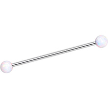 Load image into Gallery viewer, 316L Stainless Steel White Faux Opal Ended Industrial Barbell 35mm