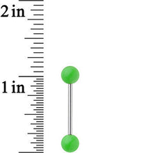 Load image into Gallery viewer, 14G 5/8 Grade 23 Titanium Green Acrylic Ball Tongue Ring