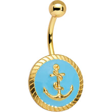 Load image into Gallery viewer, Gold Plated Blue Anchor Seal Belly Ring
