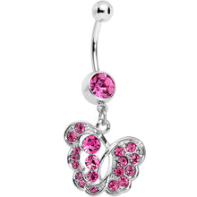Load image into Gallery viewer, Pink Gem Fancy Butterfly Dangle Belly Ring