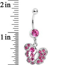 Load image into Gallery viewer, Pink Gem Fancy Butterfly Dangle Belly Ring