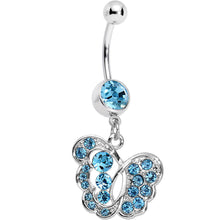 Load image into Gallery viewer, Blue Gem Fancy Butterfly Dangle Belly Ring