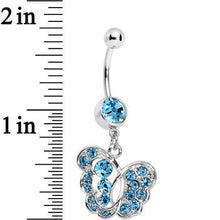 Load image into Gallery viewer, Blue Gem Fancy Butterfly Dangle Belly Ring