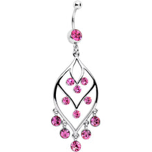 Load image into Gallery viewer, Pink Gem Victorian Chandelier Dangle Belly Ring