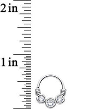 Load image into Gallery viewer, 16G Stainless Steel Triple Bezel Clear Circle Septum Clicker