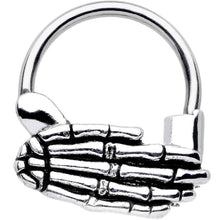 Load image into Gallery viewer, 16G Stainless Steel Spooky Skeleton Hand Septum Clicker