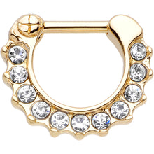 Load image into Gallery viewer, 16G Gold Plated Golden Royal Parade Clear Gem Septum Clicker