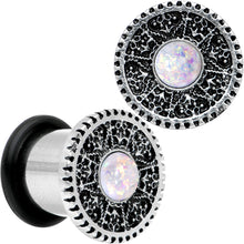 Load image into Gallery viewer, 00G Stainless Steel Sky Wheel White Synthetic Opal Plug Set