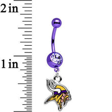 Load image into Gallery viewer, Officially Licensed NFL Clear Gem Minnesota Vikings Dangle Belly Ring