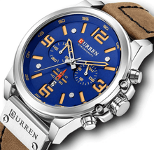 Load image into Gallery viewer, Retro Waterproof Watch With Chronometers Steel Case And Leather Belts Unique Design Excellent Look Perfect Gift For Your Man