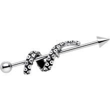 Load image into Gallery viewer, Stainless Steel Up in a Twist Tentacle Industrial Barbell 36mm