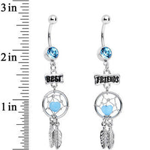 Load image into Gallery viewer, Aqua Gem Best Friends Dreamcatcher Dangle Belly Ring Set