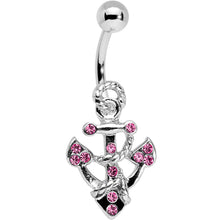 Load image into Gallery viewer, Pink Gem Caravelle Anchor Belly Ring