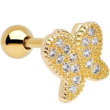 Load image into Gallery viewer, 16G Gold Anodized Stainless Steel CZ Butterfly Tragus Earring